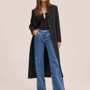 MANGO Black Lapel Straight-cut Coat XS